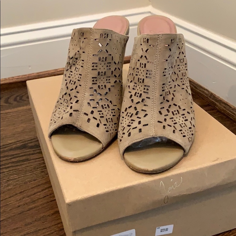 Joie Anita Suede Tan wedge slides